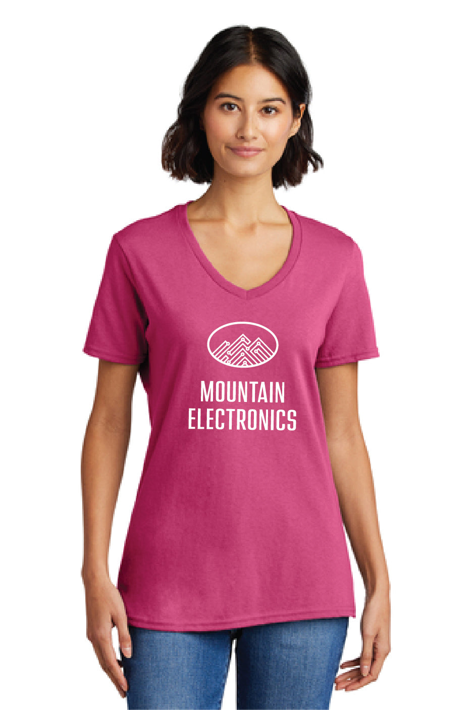 Mountain Electronics - Port & Company® Women's Core Cotton V-Neck Tee