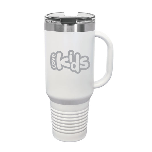 Cove Kids - Polar Camel 40 oz. White Travel Mug with Snap Lid & Straw