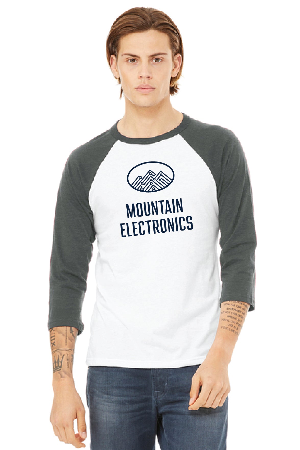 Mountain Electronics - BELLA+CANVAS® Unisex 3/4-Sleeve Baseball Tee
