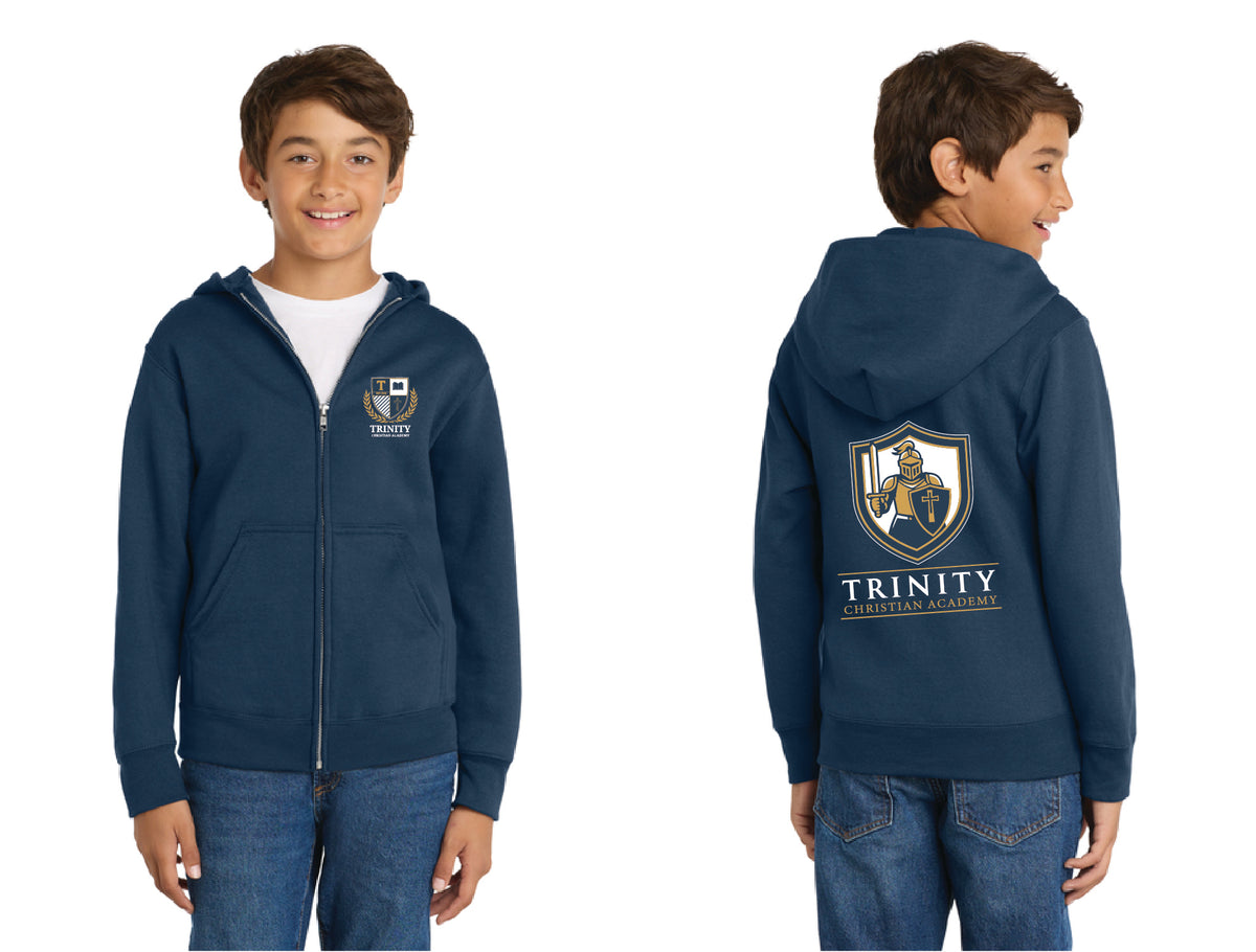 TCA - Port & Co® Youth Core Fleece Full-Zip Hooded Sweatshirt