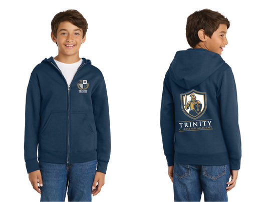 TCA - Port & Co® Youth Core Fleece Full-Zip Hooded Sweatshirt